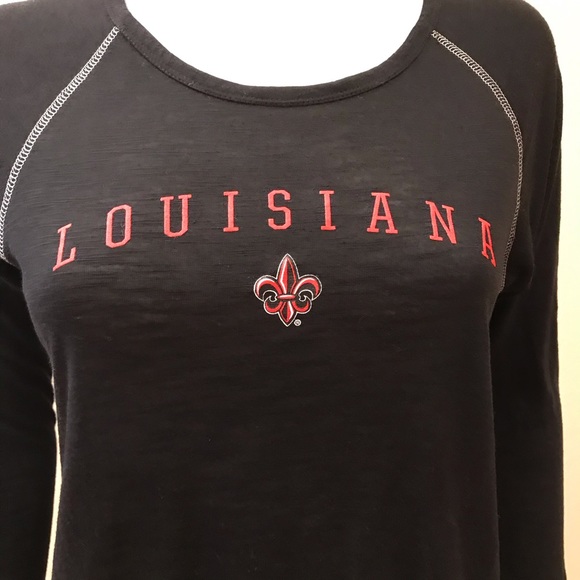 Louisiana Long Sleeve Raglan Tee Womens Size XS Extra Small Black Ragin Cajuns - Picture 2 of 11